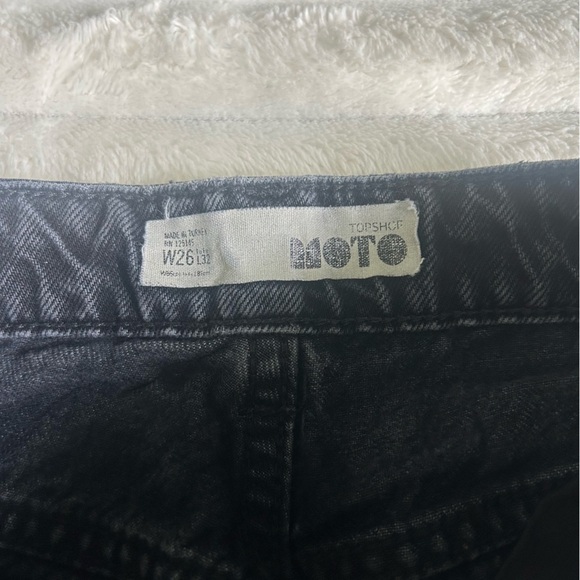 TopShop Moto Crop Womens US26 Black Wide Leg Raw Hem Jeans - Picture 6 of 9